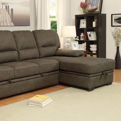 Furniture Of America Alcester Contemporary Faux Nubuck, Solid Wood, Others Ash Brown Sectional | CM6908BR-SET
