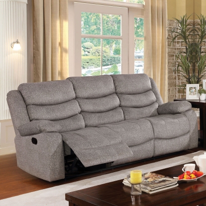Castleford Light Gray Sofa with 2 Recliners Model CM6940-SF by Furniture of America