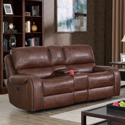 Walter Brown Power Loveseat Model CM6950BR-LV-PM by Furniture of America