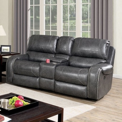 Furniture Of America Walter Transitional Leatherette, Solid Wood, Others Gray Love Seat | CM6950GY-LV-RECLINED