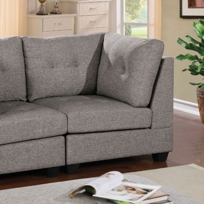 Furniture of America Pencoed Light Gray Espresso Linen-Like Solid with Wood Corner Chair Model CM6957LG-CNR