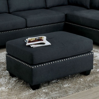 Furniture Of America Lita Transitional Linen-Like, Solid Wood, Others Dark Gray Ottoman | CM6966-OT