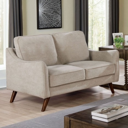 Furniture of America Maxime Mid-Century Modern Chenille Solid with Wood Light Gray Loveseat Model CM6971LG-LV