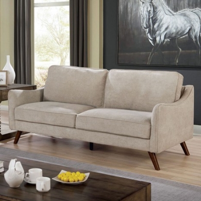 Furniture of America Maxime Mid-Century Modern Chenille Solid with Wood Light Gray Sofa Model CM6971LG-SF