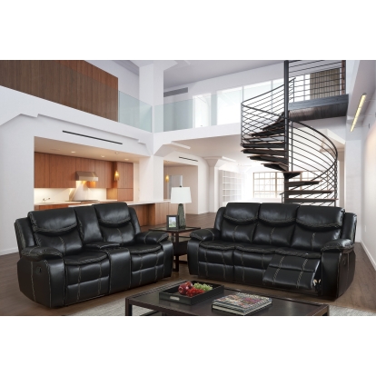 Gatria Black Sofa with Console Love Seat with Chair Model CM6981-3PC-LV-CT by Furniture of America
