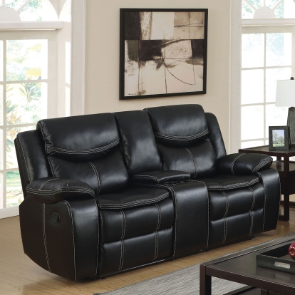 Gatria Black Console Loveseat with 2 Recliners Model CM6981-LV-CT by Furniture of America