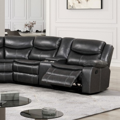 Furniture of America Gatria Transitional Breathable Leatherette Gray Sectional Model CM6982DG-SECT
