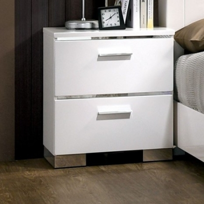 Furniture of America Carlie Contemporary Metal Solid with Wood Veneer White Night Stand Model CM7049WH-N