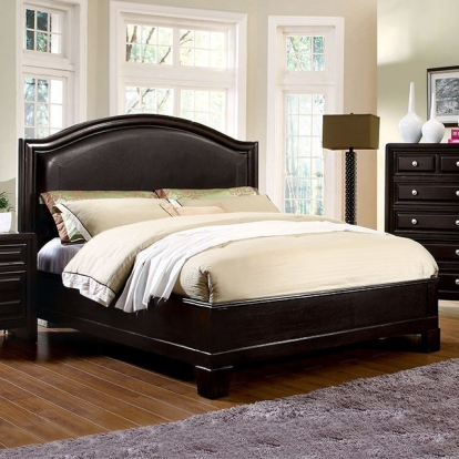 Furniture of America Winsor Transitional Leatherette Solid with Wood Veneer Espresso Bed Model CM7058-EK-BED