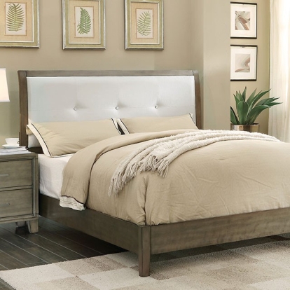Furniture of America Enrico Contemporary Leatherette Solid with Wood Veneer Gray Bed Model CM7068GY-Full Bed