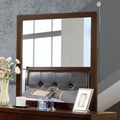 Furniture of America Enrico Contemporary Solid with Wood Veneer Brown Cherry Mirror Model CM7068M