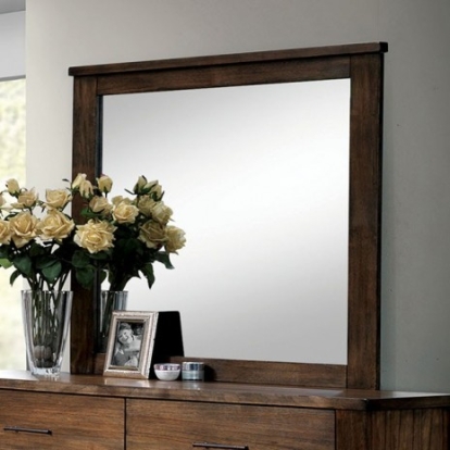 Furniture of America Elkton Cottage Solid with Wood Veneer Antique Oak Mirror Model CM7072M