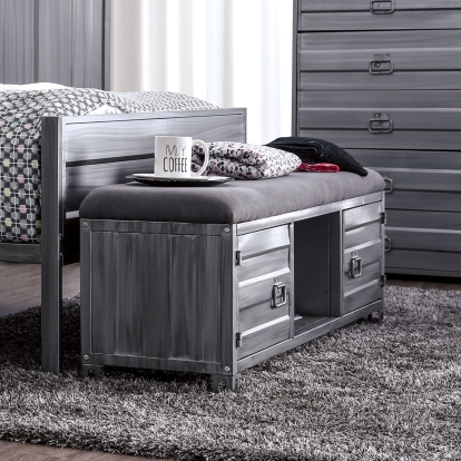 Mccredmond Hand Brushed Silver Bench Model CM7075BN by Furniture of America