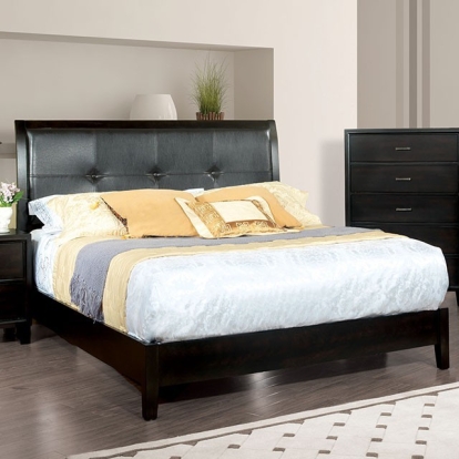 Furniture of America Enrico Contemporary Leatherette Solid with Wood Veneer Espresso Bed Model CM7088-Full Bed