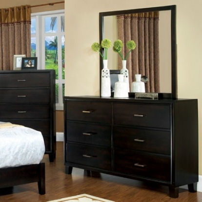 Furniture of America Enrico Contemporary Solid with Wood Veneer Espresso Dresser Model CM7088D