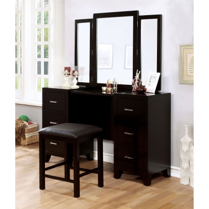 Enrico Espresso Vanity with Stool Model CM7088V-PK by Furniture of America