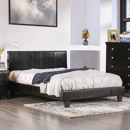 Furniture of America Evans Contemporary Leatherette Solid with Wood Espresso Bed Model CM7099EX-EK-BED