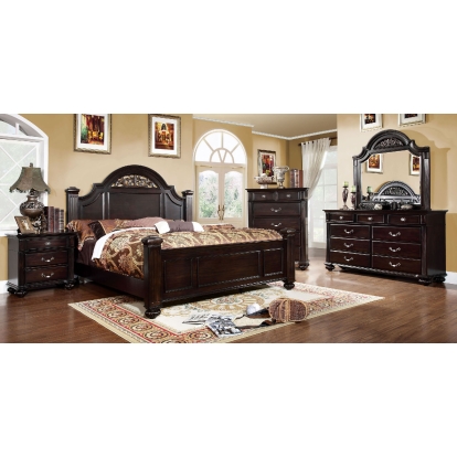 Syracuse Dark Walnut 4 Piece Queen Bedroom Set Model CM7129Q-4PC by Furniture of America