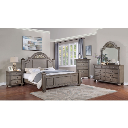 Syracuse Gray 5 Piece Queen Bedroom Set with Chest Model CM7129GY-Q-5PC-CHEST by Furniture of America