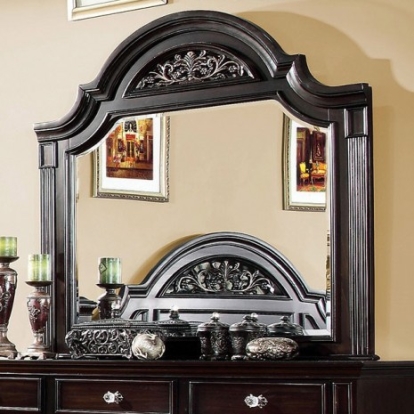 Furniture of America Syracuse Traditional Solid with Wood Veneer Dark Walnut Mirror Model CM7129M