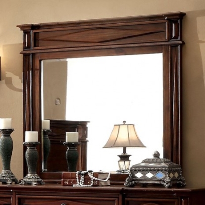 Furniture Of America Gayle Transitional Solid Wood, Wood Veneer, Others Cherry Mirror | CM7138M