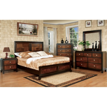 Patra Acacia/Walnut 4 Piece Queen Bedroom Set Model CM7152Q-4PC by Furniture of America