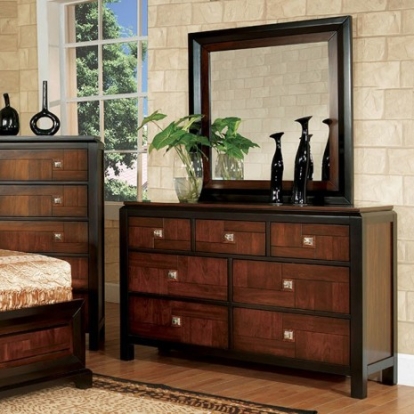 Furniture of America Patra Transitional Solid with Wood Veneer Acacia-Walnut Dresser Model CM7152D