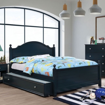 Furniture of America Diane Transitional Solid with Wood Paper Veneer Blue Bed Model CM7158BL