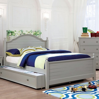 Furniture of America Diane Transitional Solid with Wood Paper Veneer Gray Bed Model CM7158GY-Twin Bed