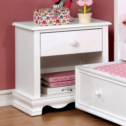 Furniture Of America Dani Transitional Solid Wood, Wood Veneer, Others White Night Stand | CM7159WH-N-VN