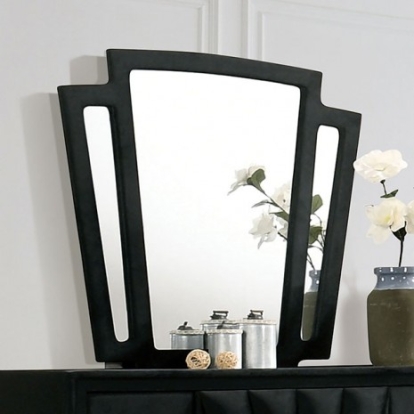 Furniture of America Carissa Transitional Fabric Solid with Wood Veneer Black Mirror Model CM7164BK-M