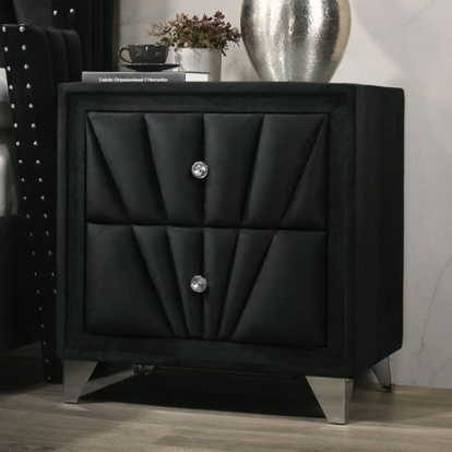 Furniture of America Carissa Transitional Fabric Solid with Wood Veneer Black Night Stand Model CM7164BK-N