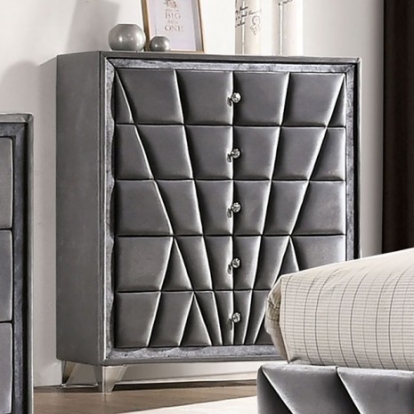 Furniture Of America Carissa Transitional Fabric, Solid Wood, Wood Veneer, Others Gray Chest | CM7164C