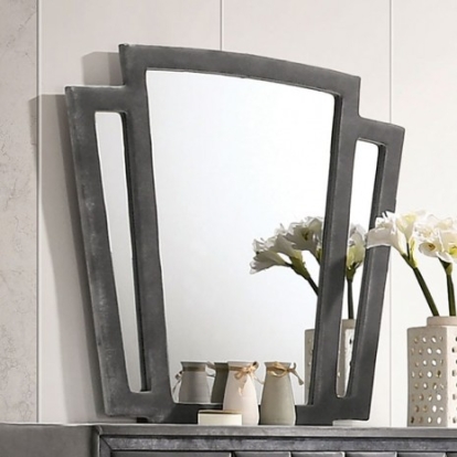 Furniture of America Carissa Transitional Fabric Solid with Wood Veneer Gray Mirror Model CM7164M