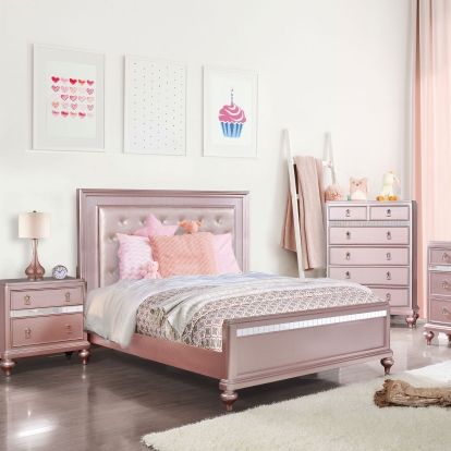 Ariston Rose Gold Full Bed Model CM7170RG-F-BED by Furniture of America