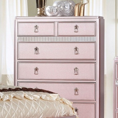 Furniture of America Avior Contemporary Mirror Solid with Wood Veneer Rose Gold Chest Model CM7170RG-C