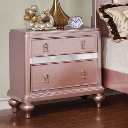 Furniture Of America Avior Contemporary Mirror, Solid Wood, Wood Veneer, Others Rose Gold Night Stand | CM7170RG-N