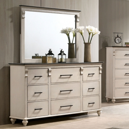 Agathon Antique White/Walnut Dresser Model CM7182D by Furniture of America