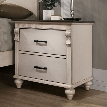 Agathon Antique White/Walnut Night Stand Model CM7182N by Furniture of America