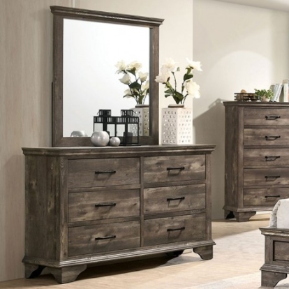 Furniture of America Fortworth Transitional Solid with Wood Gray Dresser Model CM7186D