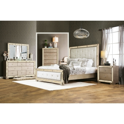 Loraine Champagne 4 Piece Queen Bedroom Set Model CM7195Q-4PC by Furniture of America