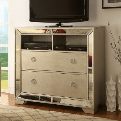 Furniture of America Loraine Glam Solid with Wood Veneer Champagne Media Chest Model CM7195TV