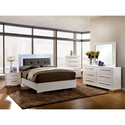 Clementine Glossy White 5 Piece Queen Bedroom Set with Chest Model CM7201Q-5PC-CHEST by Furniture of America
