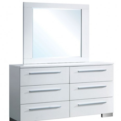 Furniture of America Clementine Contemporary Solid with Wood Veneer Glossy White Dresser Model CM7201D