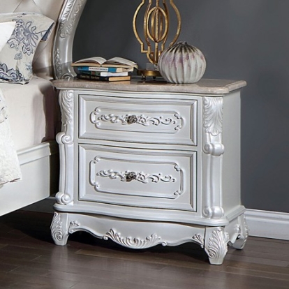 Furniture of America Rosalind Traditional Solid with Wood Veneer Pearl White Night Stand Model CM7243WH-N