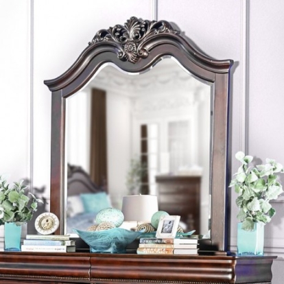 Furniture of America Mandura Traditional Solid with Wood Veneer Cherry Mirror Model CM7260M