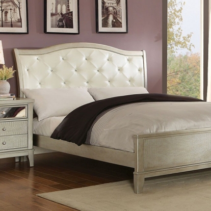 Furniture of America Adeline Contemporary Solid with Wood Silver Bed Model CM7282-Full Bed