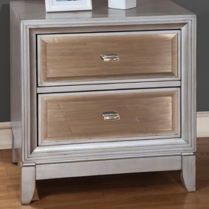 Furniture of America Golva Transitional Mirror Solid with Wood Veneer Silver Night Stand Model CM7295SV-N