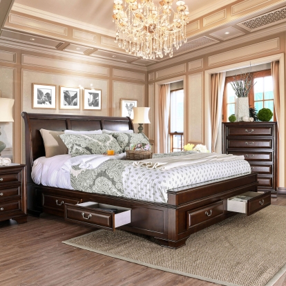 Brandt Brown Cherry Queen Bed Model CM7302CH-Q-BED by Furniture of America