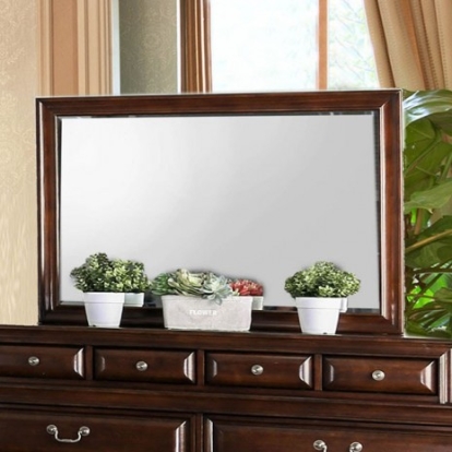Furniture of America Brandt Transitional Solid with Wood Veneer Brown Cherry Mirror Model CM7302CH-M